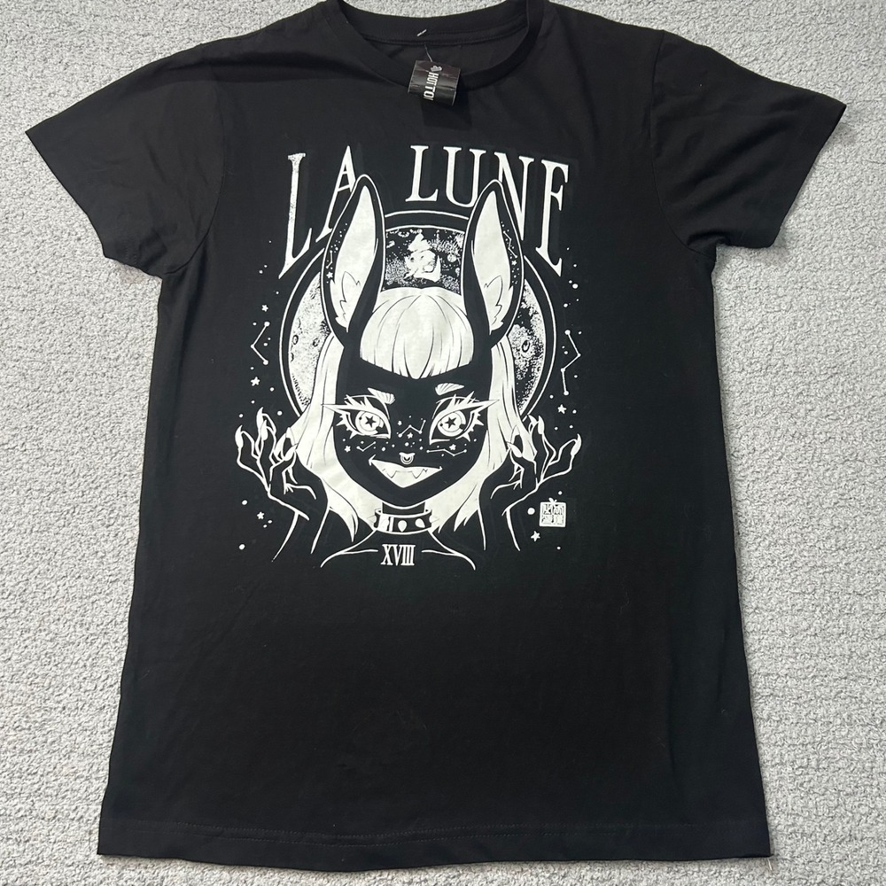 Square Apple Studios T-Shirt La Lune Rabbit Girl SM Black Goth Anime E-Girl Alt